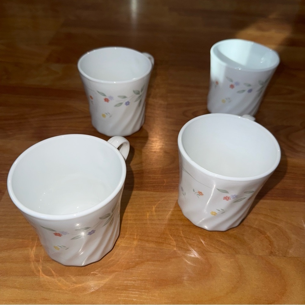 Vtg Corelle Corning English Meadow Set Of 8 Floral Swirl Coffee Mugs/Cups USA - Picture 6 of 16